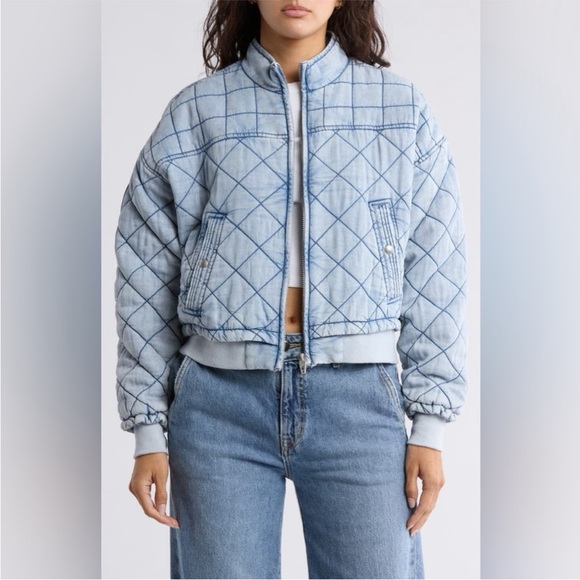 Blank NYC Jackets & Blazers - Blank NYC Light Blue Denim Quilted Jacket